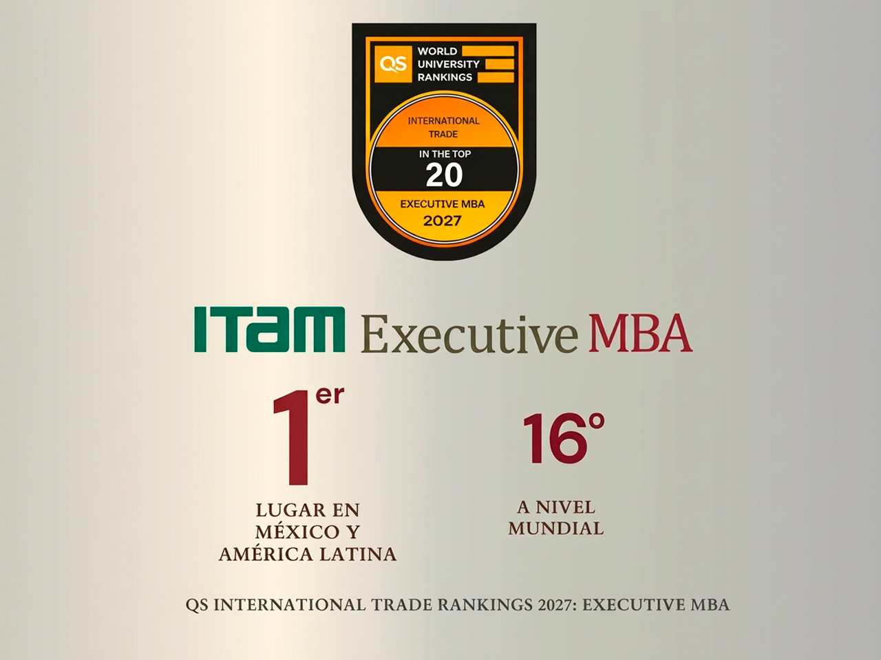 EMBA ITAM, #1 en Latam en Ranking QS 2027 EMBA ITAM, #1 en Latam en Ranking QS 2027