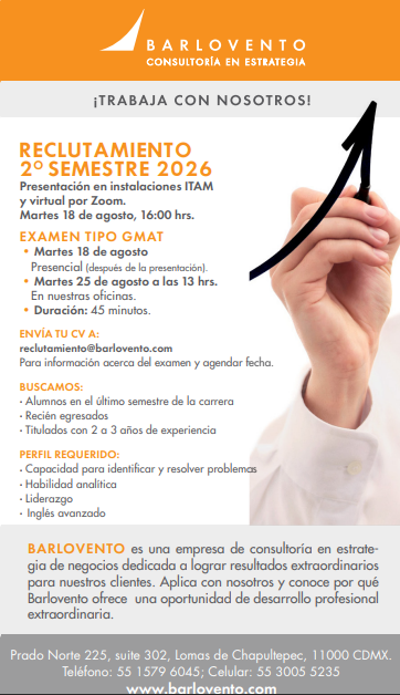 Career Services del ITAM invita a la sesión de reclutamiento presencial de Barlovento Career Services del ITAM invita a la sesión de reclutamiento presencial de Barlovento