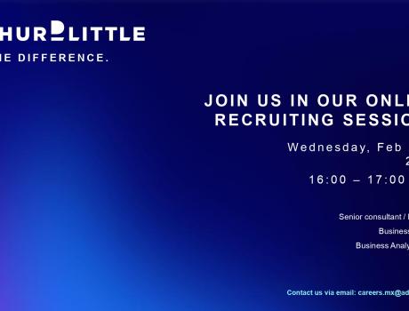 Póster Career Services del ITAM invita a la sesión de reclutamiento remota de Arthur D. Little