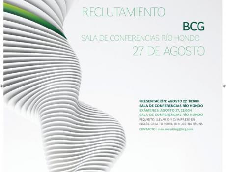 Bolsa de Trabajo invita a la presentación y examen de Boston Consulting