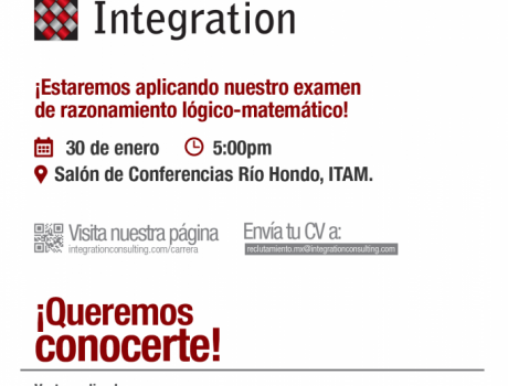 Bolsa de Trabajo invita a la presentación y examen de Integration Consulting