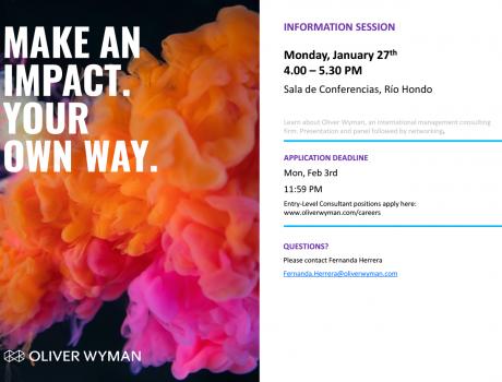 Bolsa de Trabajo invita a la presentación de Oliver Wyman