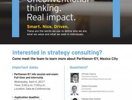 Bolsa de Trabajo invita a la presentación y examen del programa Associates de Parthenon EY.