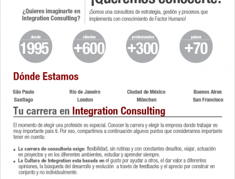 Bolsa de Trabajo invita a la presentación y examen de Integration Consulting