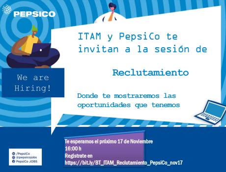 Career Services del ITAM invita a la sesión de reclutamiento remota de PepsiCo