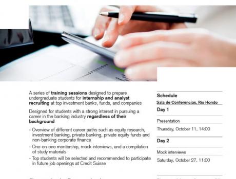 Bolsa de Trabajo invita al evento Mock interviews de Credit Suisse