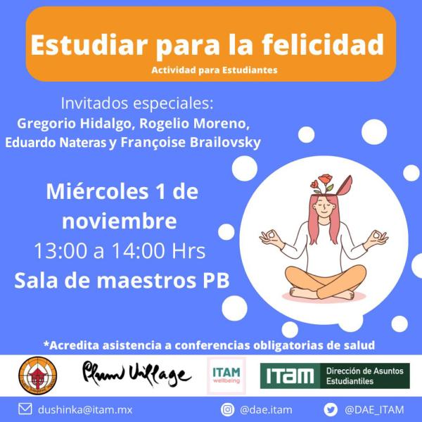 Conferencia de salud*: " Estudiar para la felicidad" Evento para estudiantes