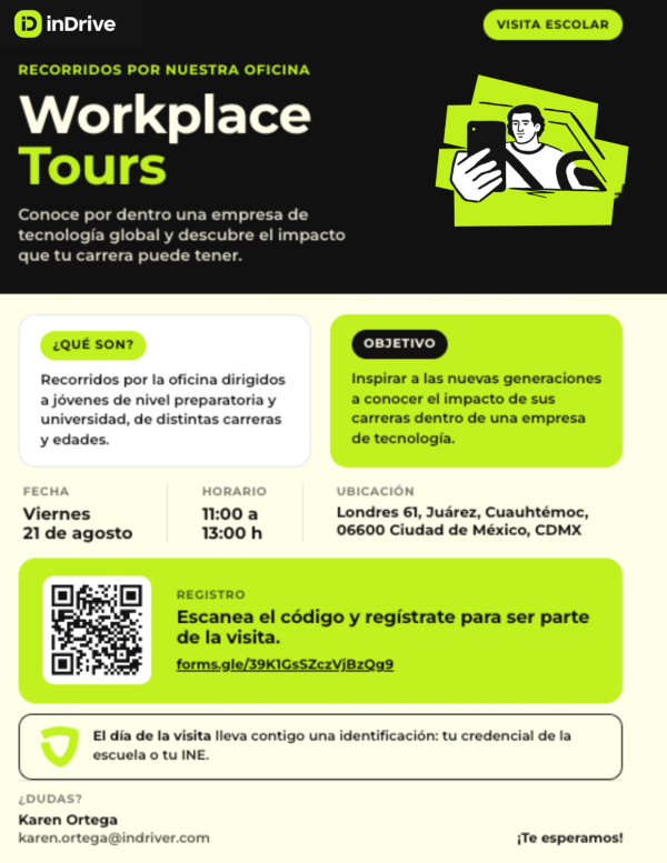 Career Services del ITAM invita al Workplace Tours de inDrive