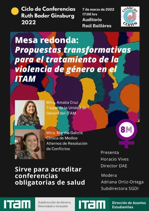 Póster Mesa redonda: Propuestas transformativas para el tratamiento de la violencia de género en el ITAM