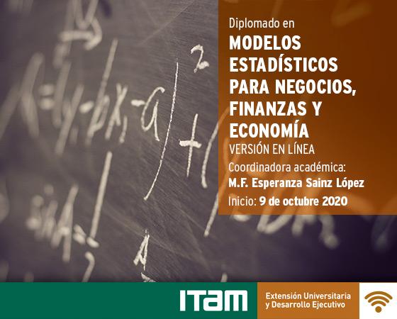 Póster Diplomado en Modelos Estadísticos para Negocios, Finanzas y Economía Versión en Línea