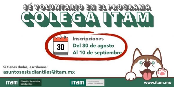 Póster Convocatoria Colega ITAM - Otoño 2021