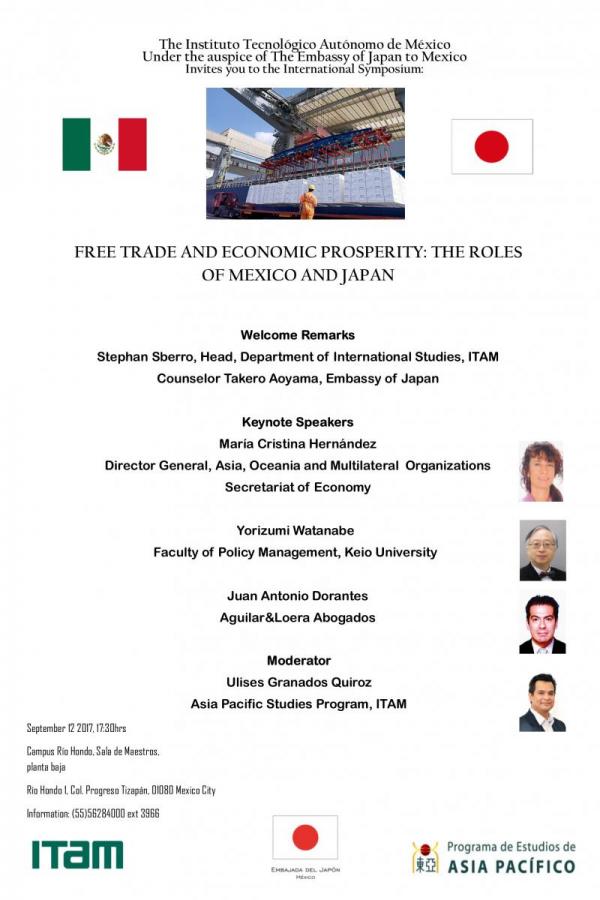 Conferencia: Free trade and econonomic prosperity: the roles of Mexico and Japan