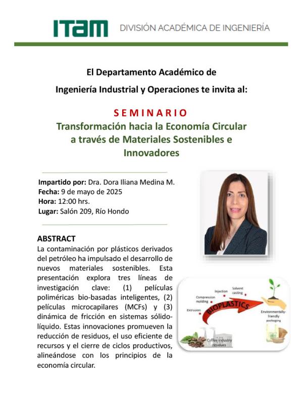 SEMINARIO Transformación hacia la Economía Circular a través de Materiales Sostenibles e Innovadores
