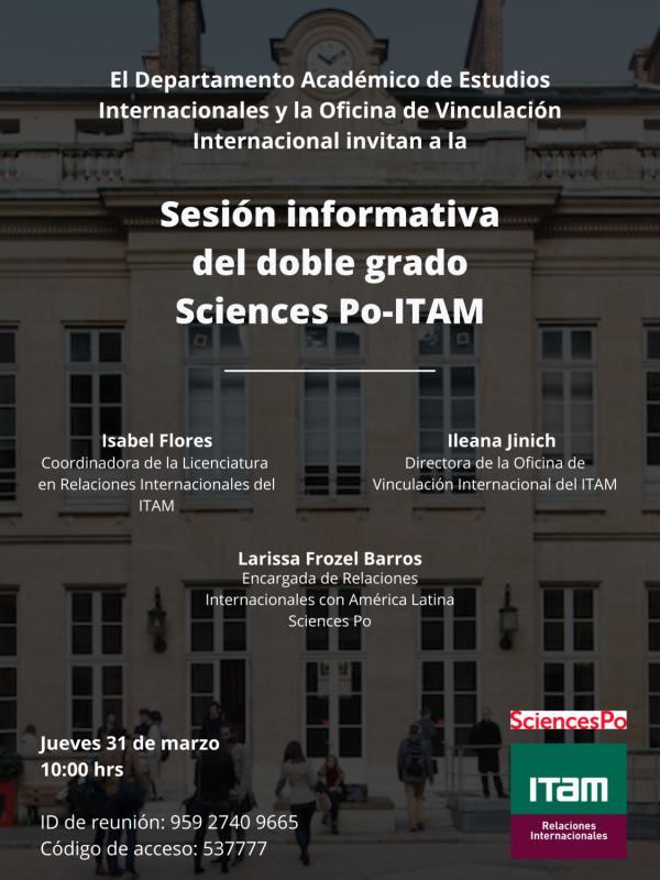 Póster Sesión Informativa del Doble Grado Sciences Po-ITAM