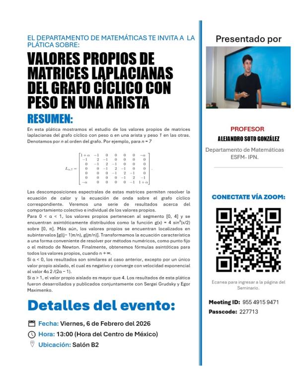 VALORES PROPIOS DE MATRICES LAPLACIANAS DEL GRAFO CÍCLICO CON PESO EN UNA ARISTA