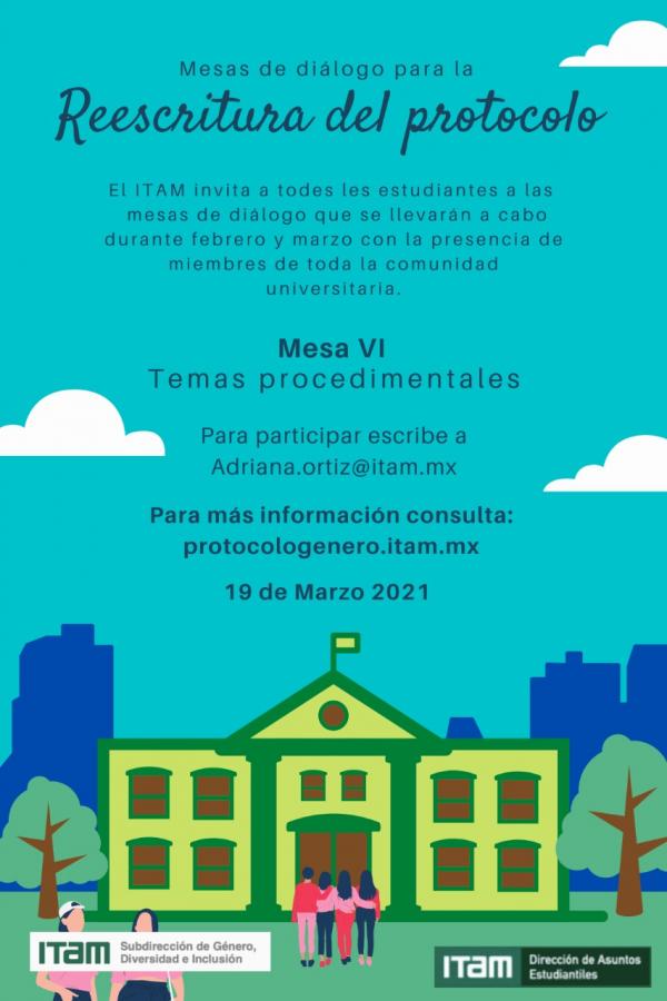 Póster Mesas para la revisión del Protocolo de Acoso y Hostigamiento. Tema 6: Temas Procedimentales 