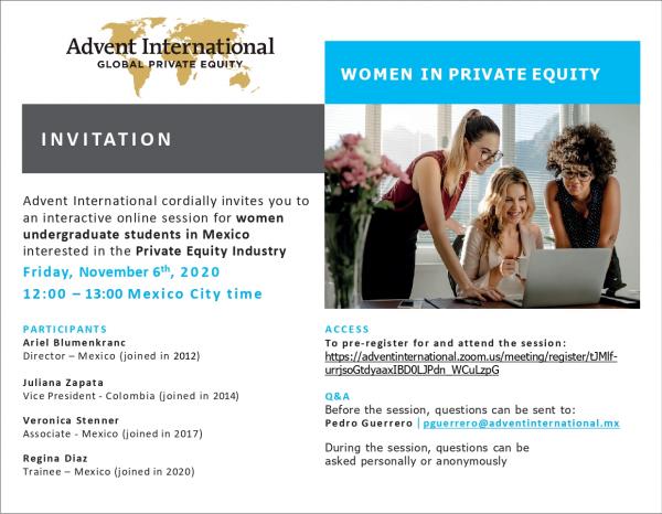 Póster Women in Private Equity: Advent Interntional